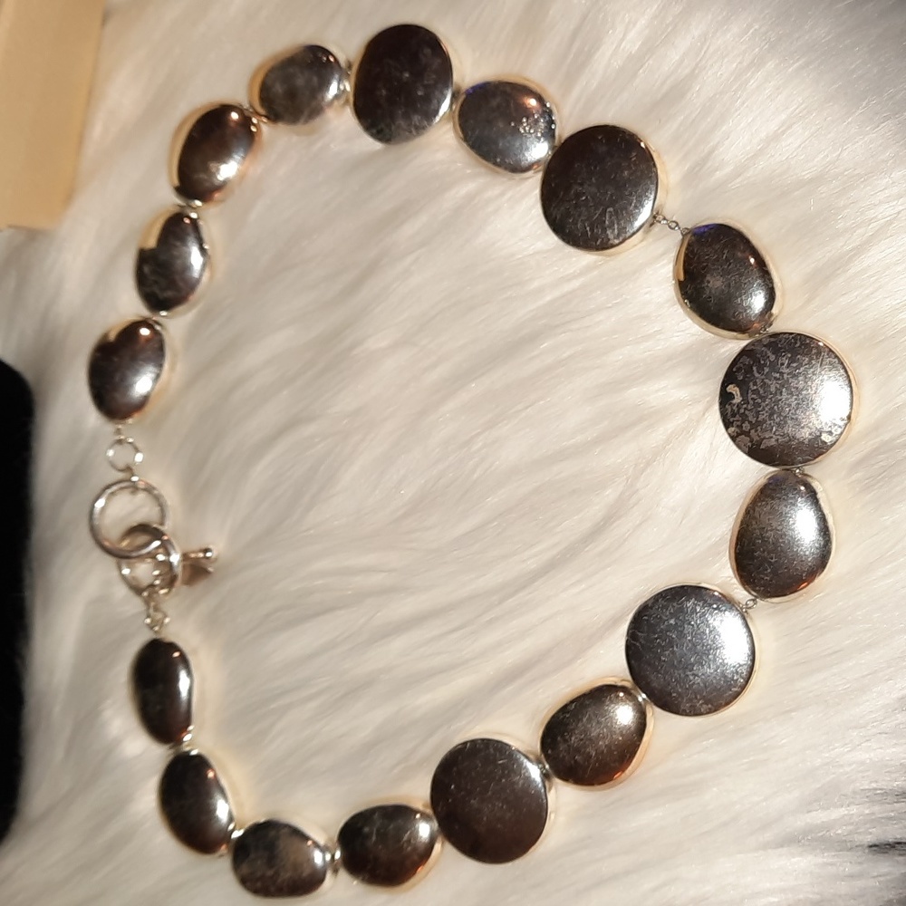 Vintage Silver plate signed large beaded necklace 17 to 18in